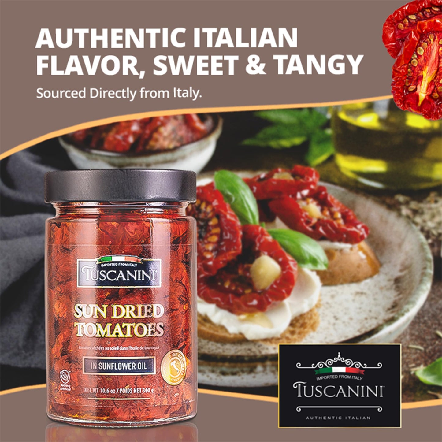 Tuscanini Sun Dried Tomatoes in Oil, Julienne Cut, 2 Pack, Kosher, Product of Italy