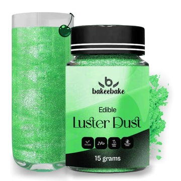 Bakeebake Luster Dust Edible 15g - Edible Glitter for Drinks & Desserts - Gluten Free Edible Green Dust for Cake Decorating - Ta