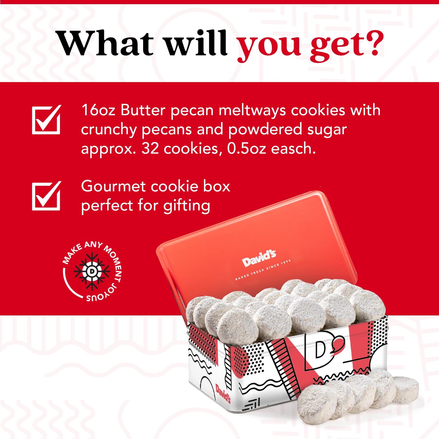David'S Cookies Butter Pecan Meltaways Sweet Sampler Tin - Butter Cookies With Crunchy Pecans, Soft, And Melt In Your Mouth Flav