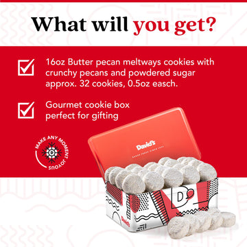 David'S Cookies Butter Pecan Meltaways Sweet Sampler Tin - Butter Cookies With Crunchy Pecans, Soft, And Melt In Your Mouth Flav