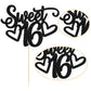 Gyufise 24 Pack Cupcake Toppers Glitter Happy Sweet 16 Decorations Light Blue Model ZN0475-4-BL
