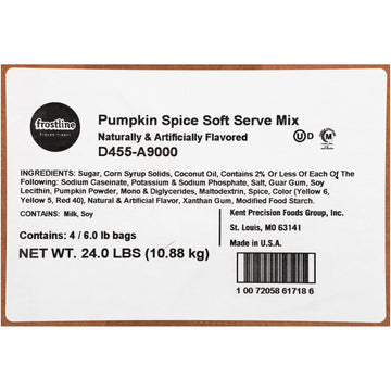 Frostline Pumpkin Spice Soft Serve Mix, 96 Ounce - Delicious Seasonal Flavor for Ice Cream Machines