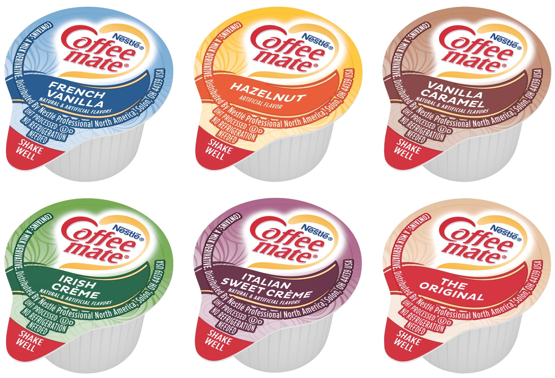 Nestle Coffee Mate Liquid Creamer Singles Variety Pack, Original, French Vanilla, Hazelnut, Irish Crme, Italian Sweet Crme, Vani