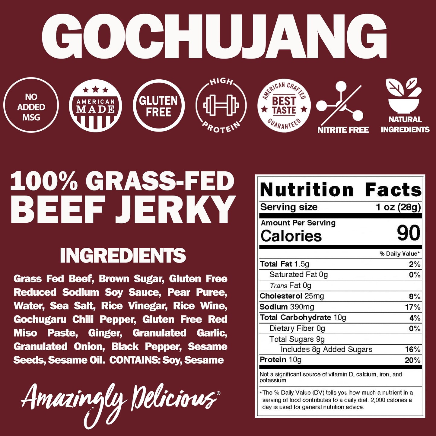 Field Trip Grass Fed Beef Jerky, Healthy Gluten Free Snacks, All Natural, Paleo-Friendly Beef Jerky, High Protein, Low Carb Snac