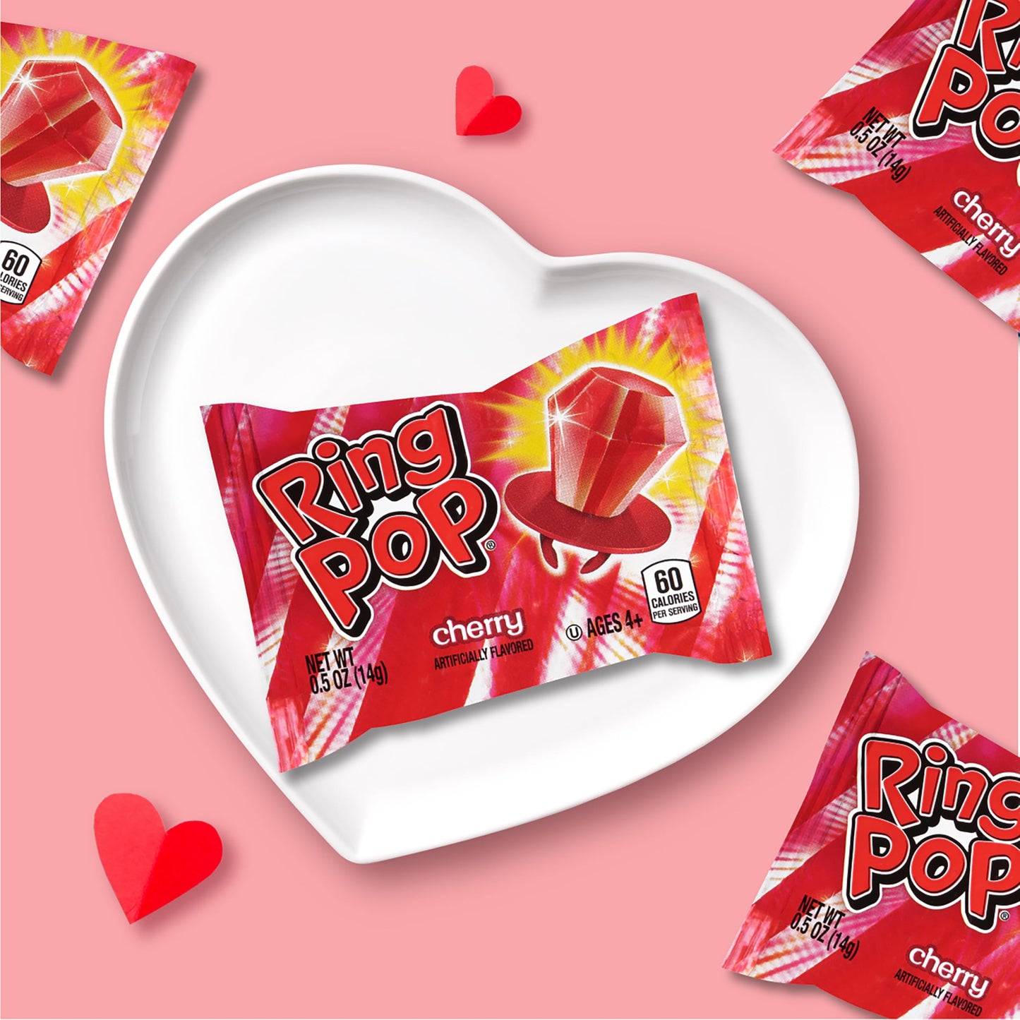 Ring Pop Colorfest Red Cherry Bulk Halloween Candy - 30 Ct Individually Wrapped Lollipops - Fun Candy For Kids, Party Favors, Ha