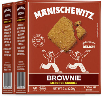 Manischewitz Passover Chocolate Brownie Cookies, 7 oz (2 Pack) | Crunchy Texture | Mezonos Passover Cookies | Gebrokts Kosher fo