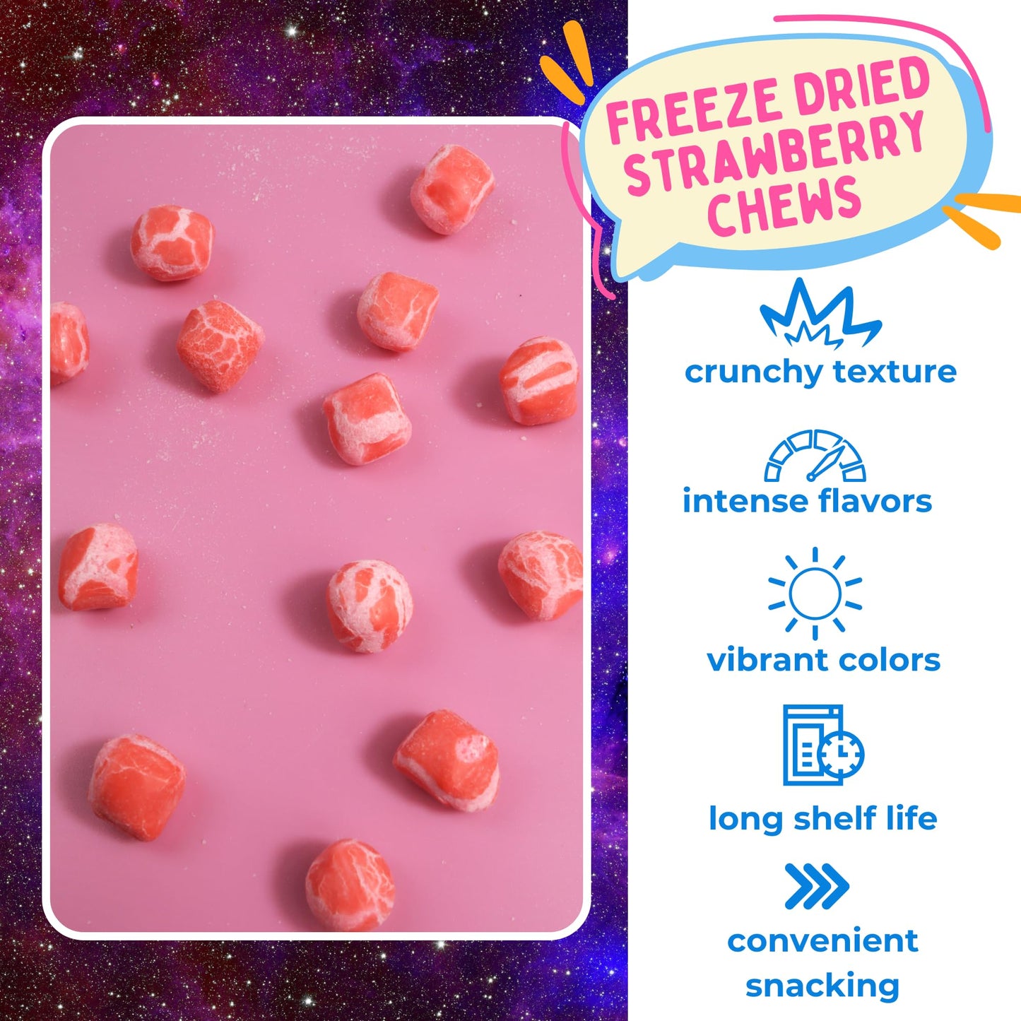 Sweetzo Galactic Cubes Freeze Dried Snacks, Fruit Burst Candy, All Red Flavor, 4.23 oz Resealable Bag