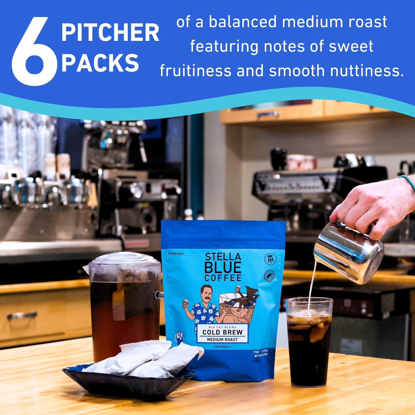 Stella Blue Cold Brew Darkroast Electric Avenue Coffee - Ethically & Sustainably Sourced From Central America - Helps Support Pa