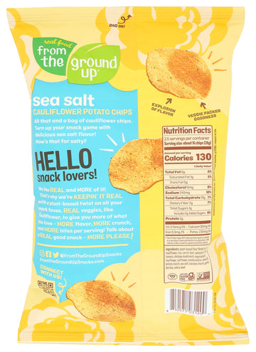 REAL FOOD FROM THE GROUND UP Sea Salt Cauliflower Chips, 3.5 OZ, Pack of 1