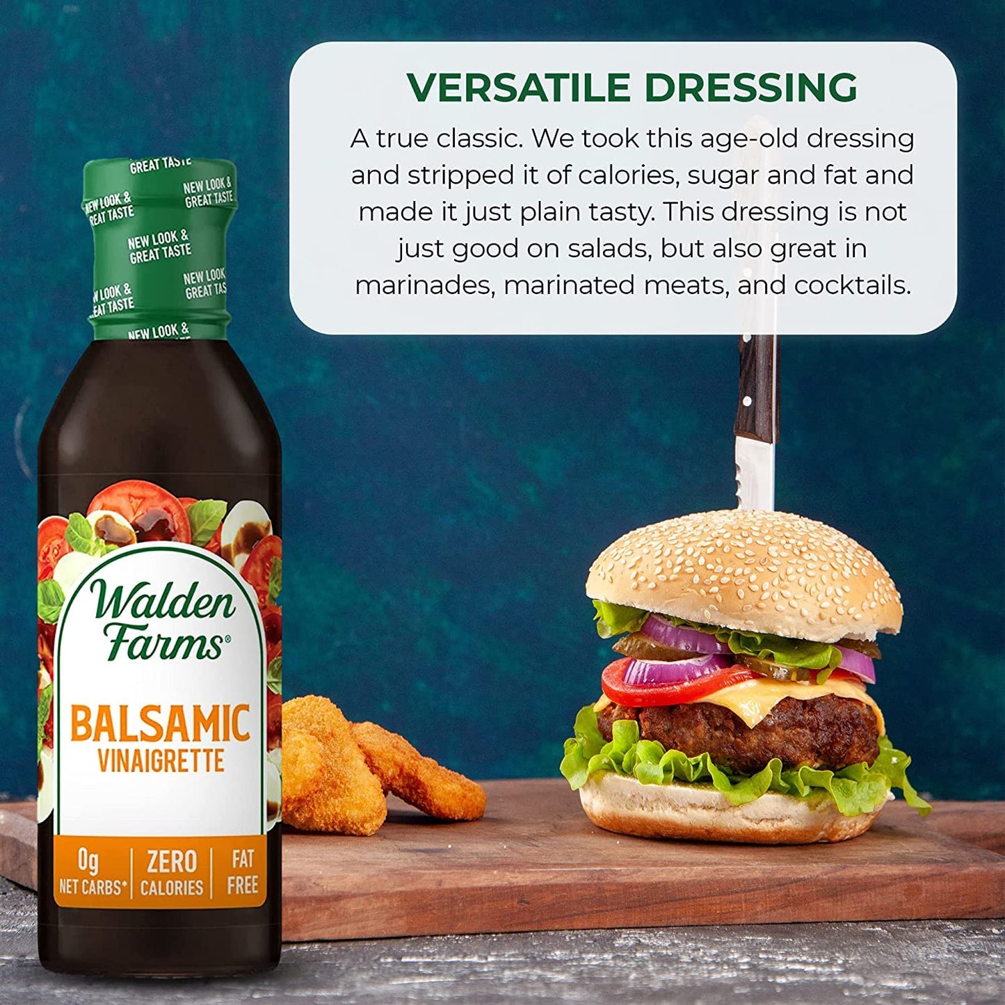 Walden Farms Balsamic Vinaigrette Salad Dressing, Calorie-Free, Gluten-Free, 12 Fl Oz