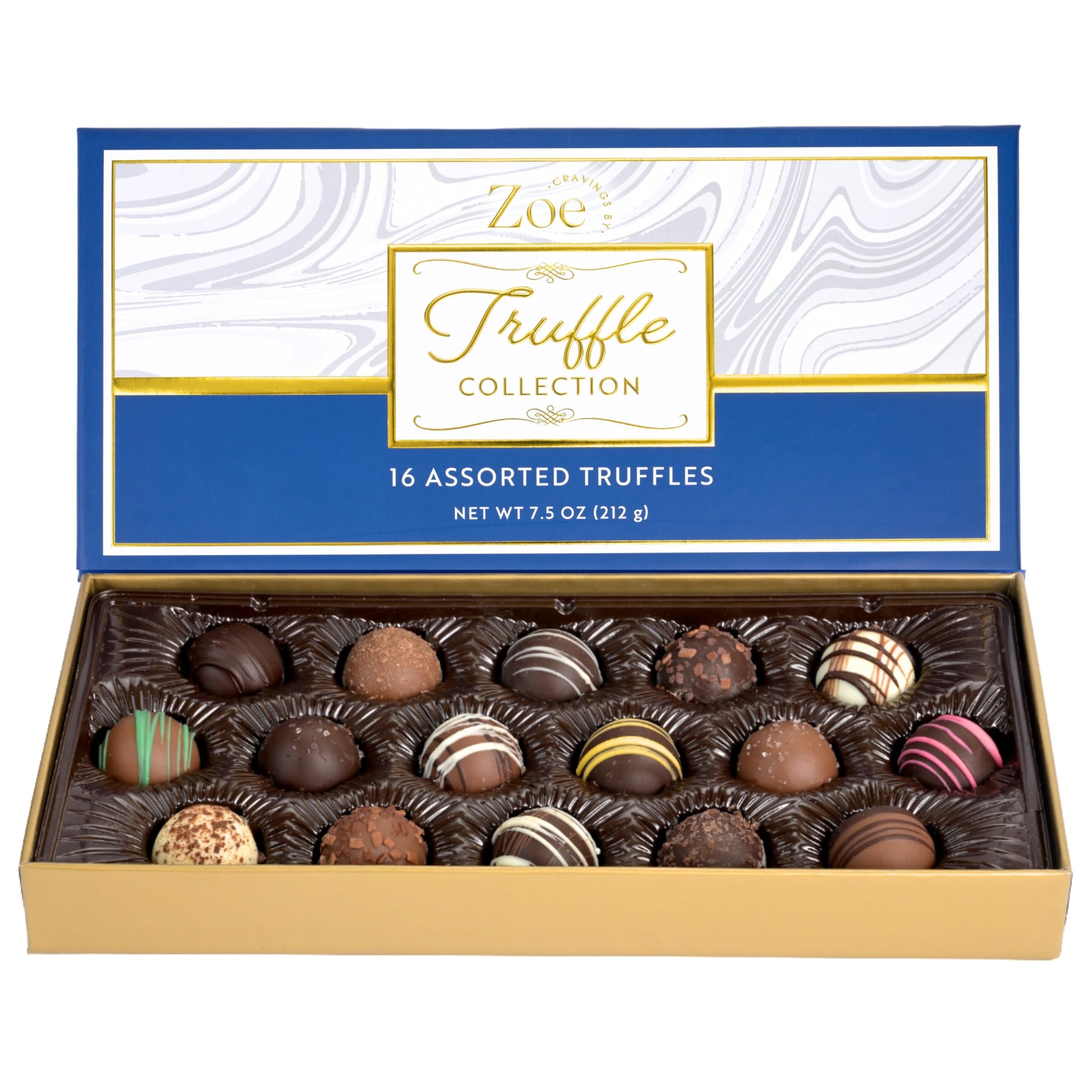 CRAVINGS BY ZOE Gourmet Chocolate Truffle Gift Box | 16 Count | Assorted Gourmet Milk & Dark Chocolate Candy Food Gift Basket Anniversary  Birthday  Get Well  Holiday  Thank You Men Women Mom Her