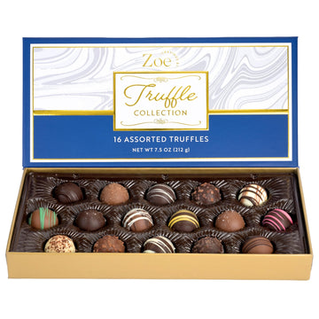 CRAVINGS BY ZOE Gourmet Chocolate Truffle Gift Box | 16 Count | Assorted Gourmet Milk & Dark Chocolate Candy Food Gift Basket Anniversary  Birthday  Get Well  Holiday  Thank You Men Women Mom Her