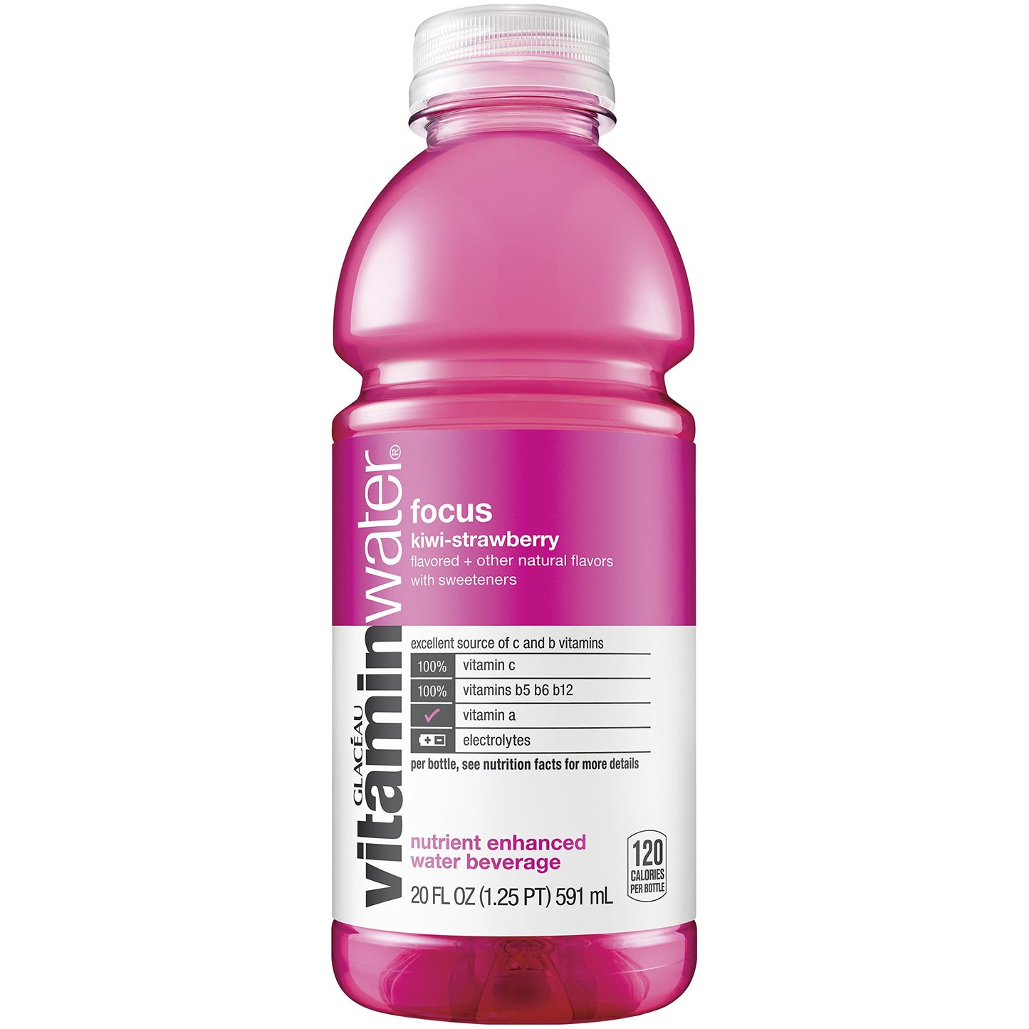 vitaminwater focus electrolyte enhanced water w/ vitamins, kiwi-strawberry drinks, 20 fl oz, 24 Pack