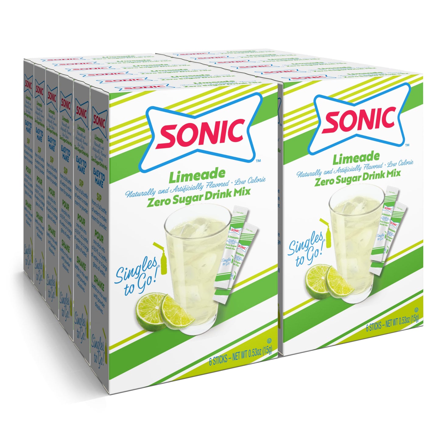 SINGLES TO GO! Sonic Singles To Go Powdered Drink Mix, Limeade, 0.54 Ounce (Pack of 12)