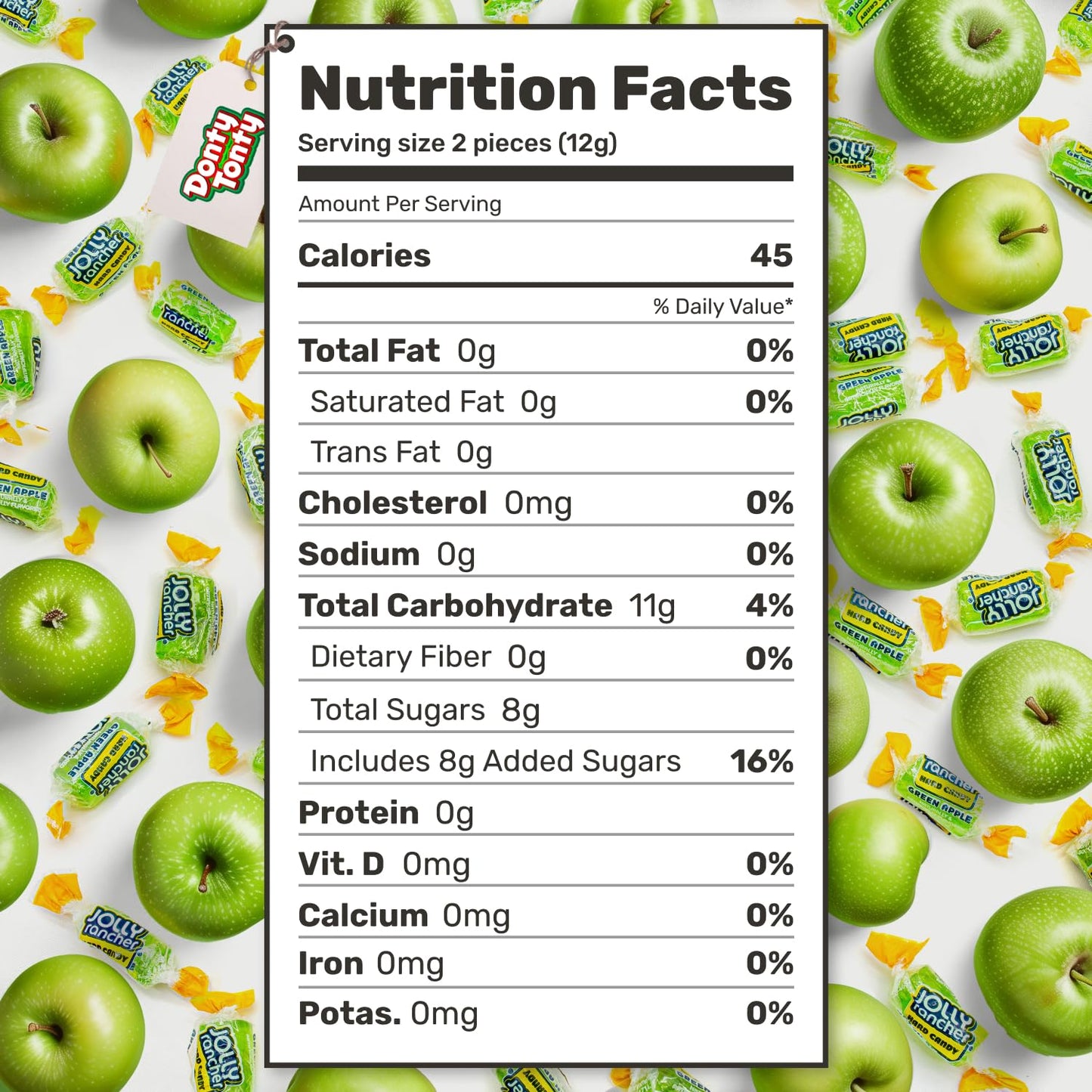 JOLLY RANCHER Hard Candy GREEN APPLE Original Flavor 1 lb - Bulk Bag  Individually Wrapped (74 Pieces)