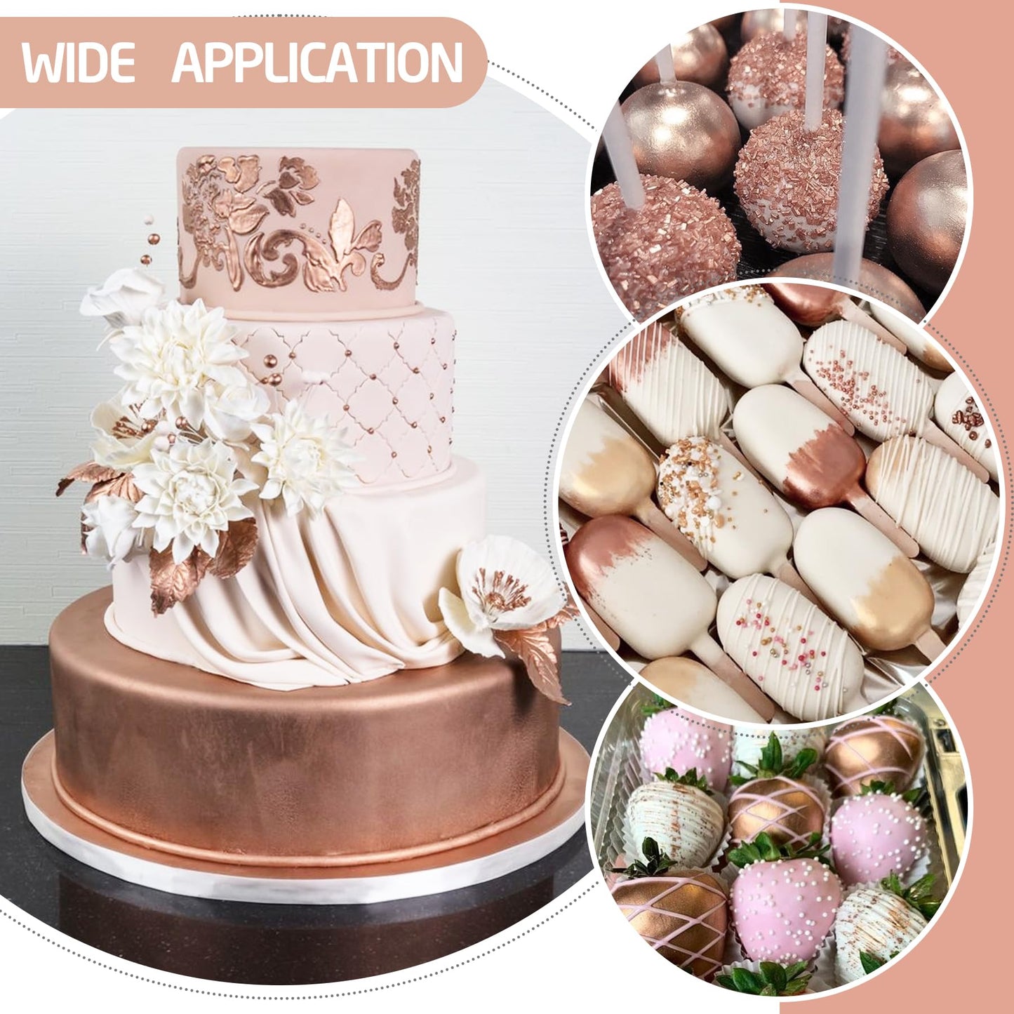 DecorRom Edible Glitter Spray - 0.75 oz Rose Gold Luster Dust for Cake Decorating and Drinks