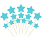 Gyufise 42Pcs Star Cupcake Toppers Blue Glitter Mixed Size Twinkle Little Star Cupcake Picks Decorations for Wedding Engagement 