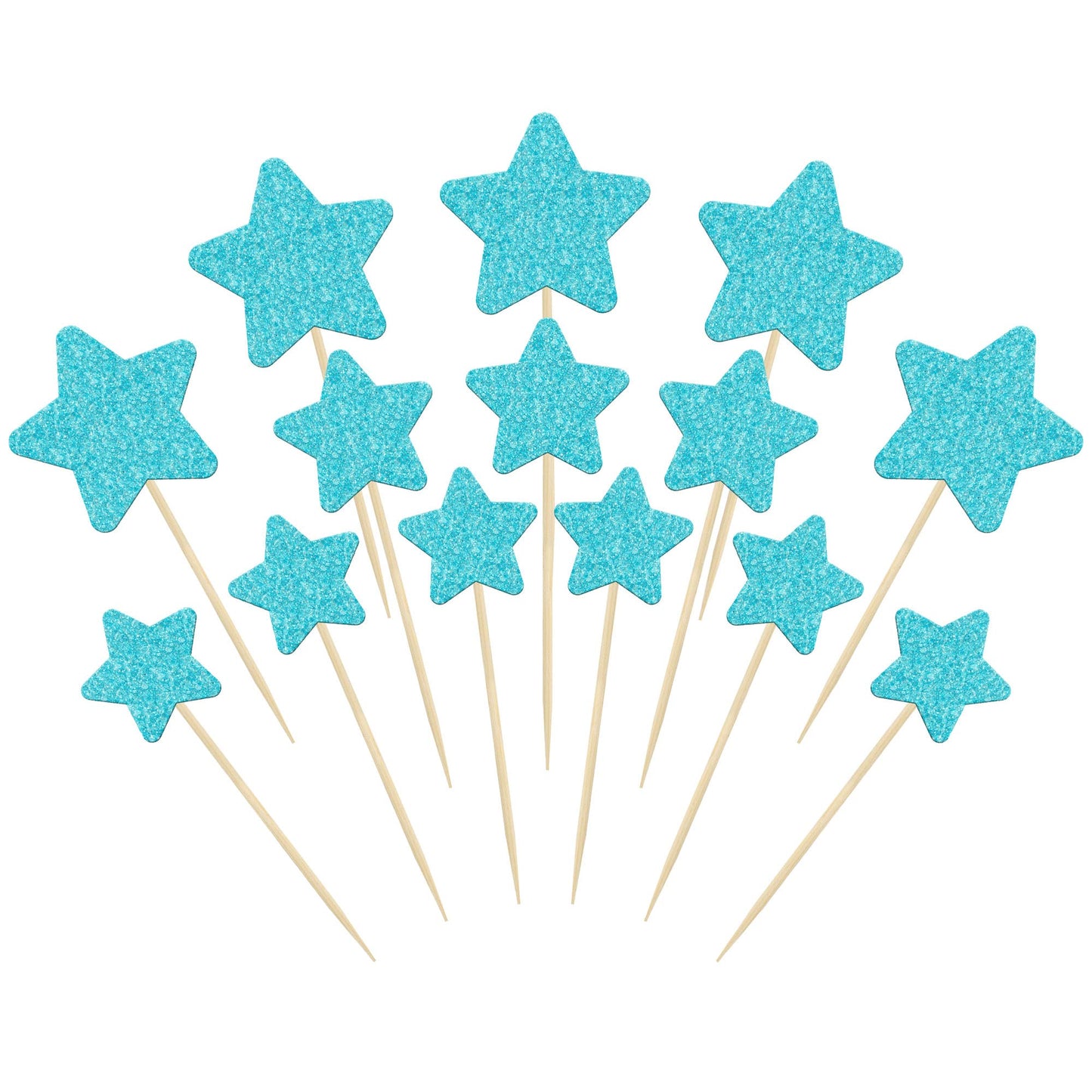 Gyufise 42Pcs Star Cupcake Toppers Blue Glitter Mixed Size Twinkle Little Star Cupcake Picks Decorations for Wedding Engagement 