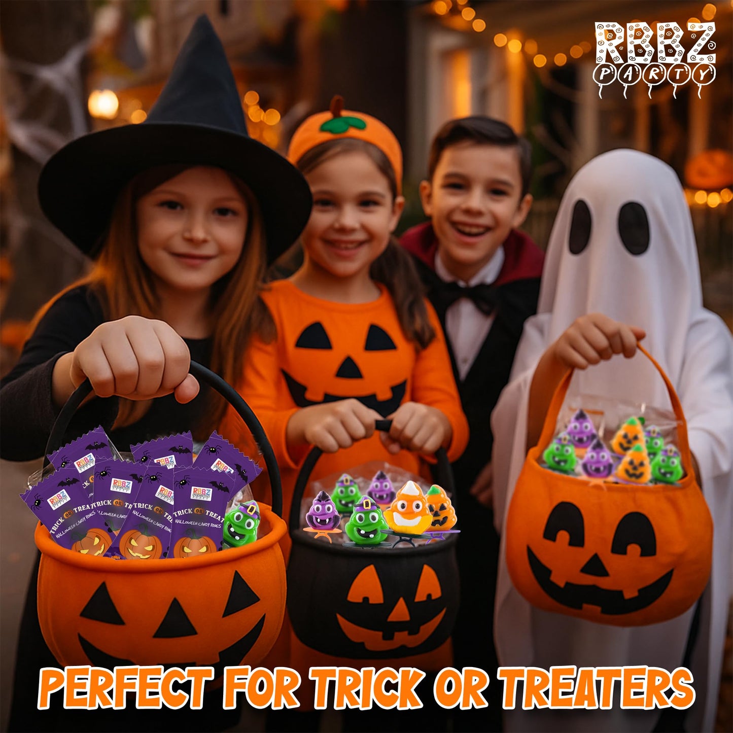 Halloween Candy Ring Pops - 18 Individually Wrapped Suckers Bulk Variety Pack - Trick or Treat Candy - Halloween Party Favors