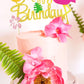 Laventy Glitter Flamingo Cake Toppers Flamingo Happy Birthday Cake Decoration Tropical Hawaiian Luau Themed Party Supplies