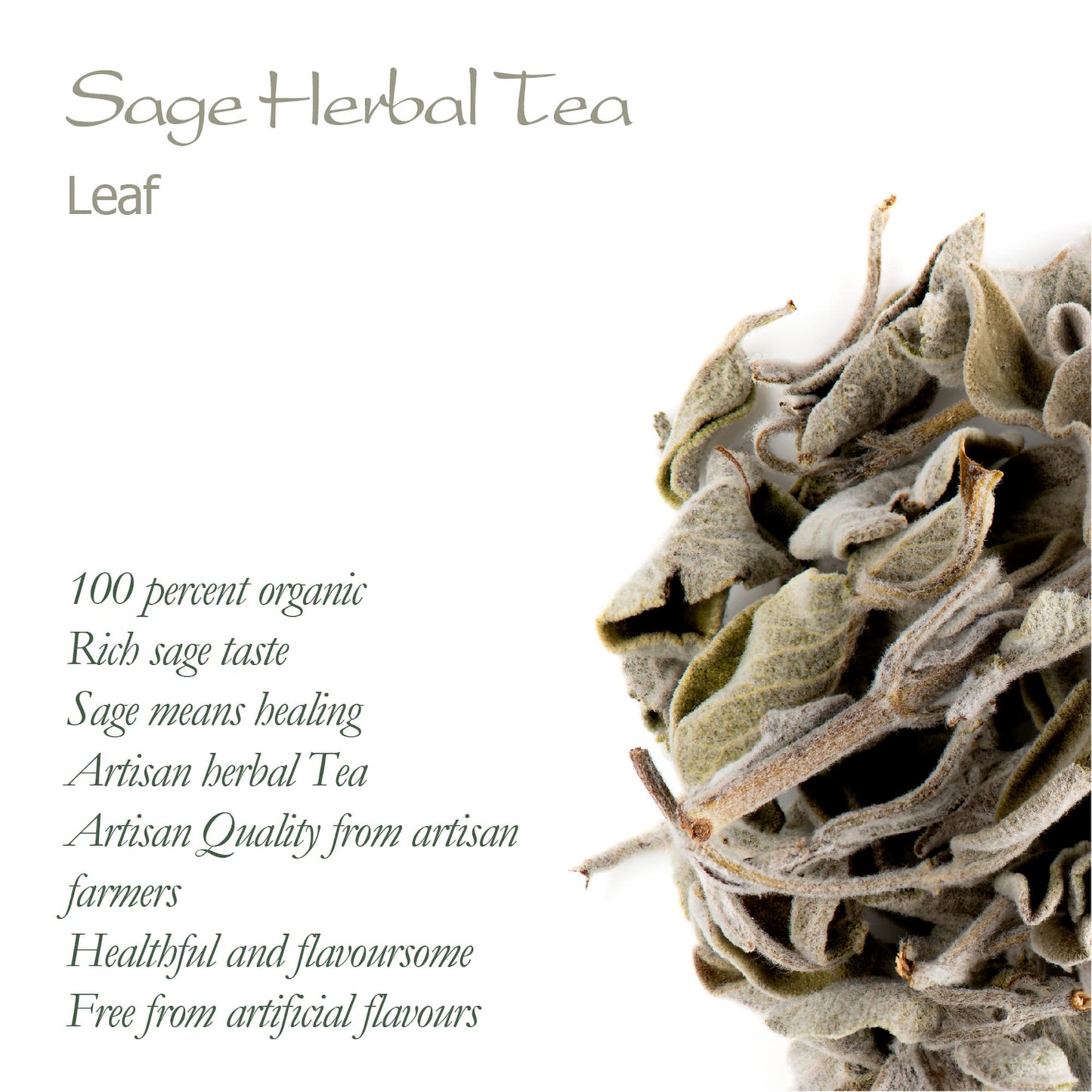 Valley of Tea Organic Sage Leaves - Dried Culinary Herb - 1.76 Ounce
