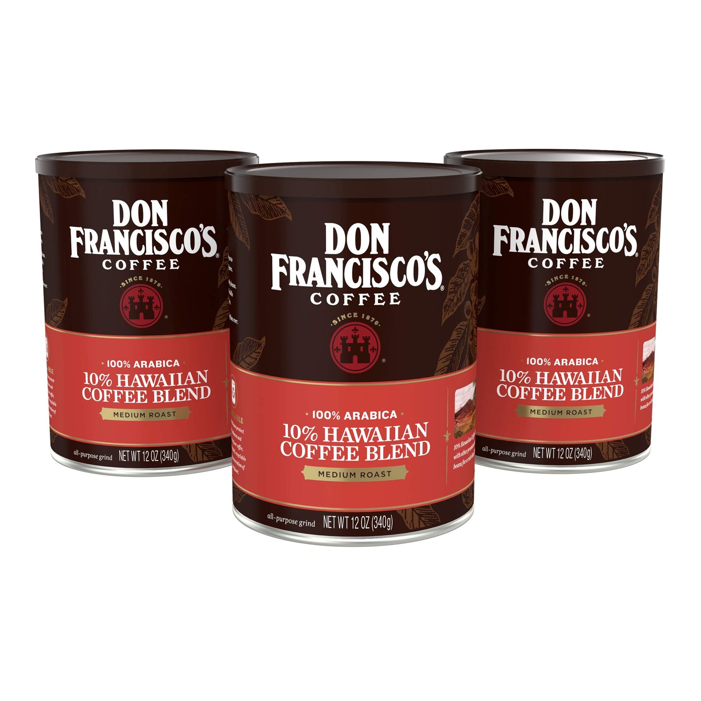 Don Francisco'S Hawaiian Blend Ground Coffee (3 X 12 Oz Cans)
