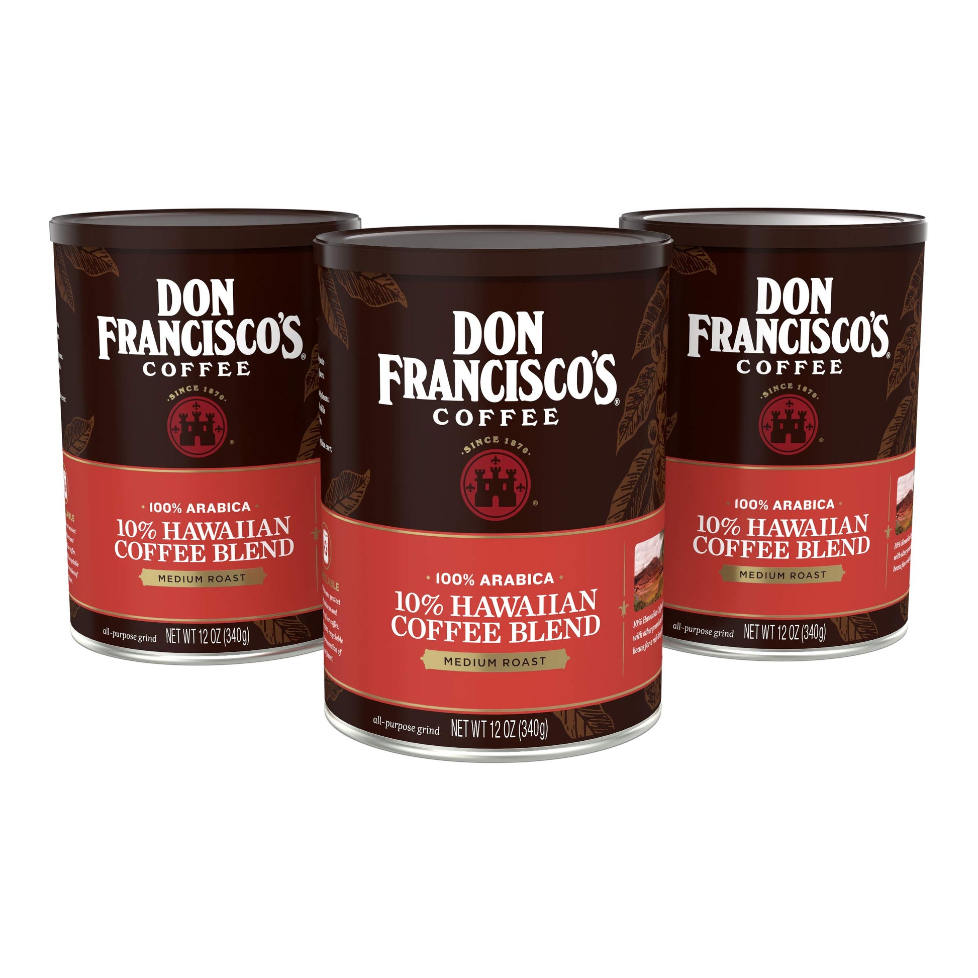 Don Francisco'S Hawaiian Blend Ground Coffee (3 X 12 Oz Cans)