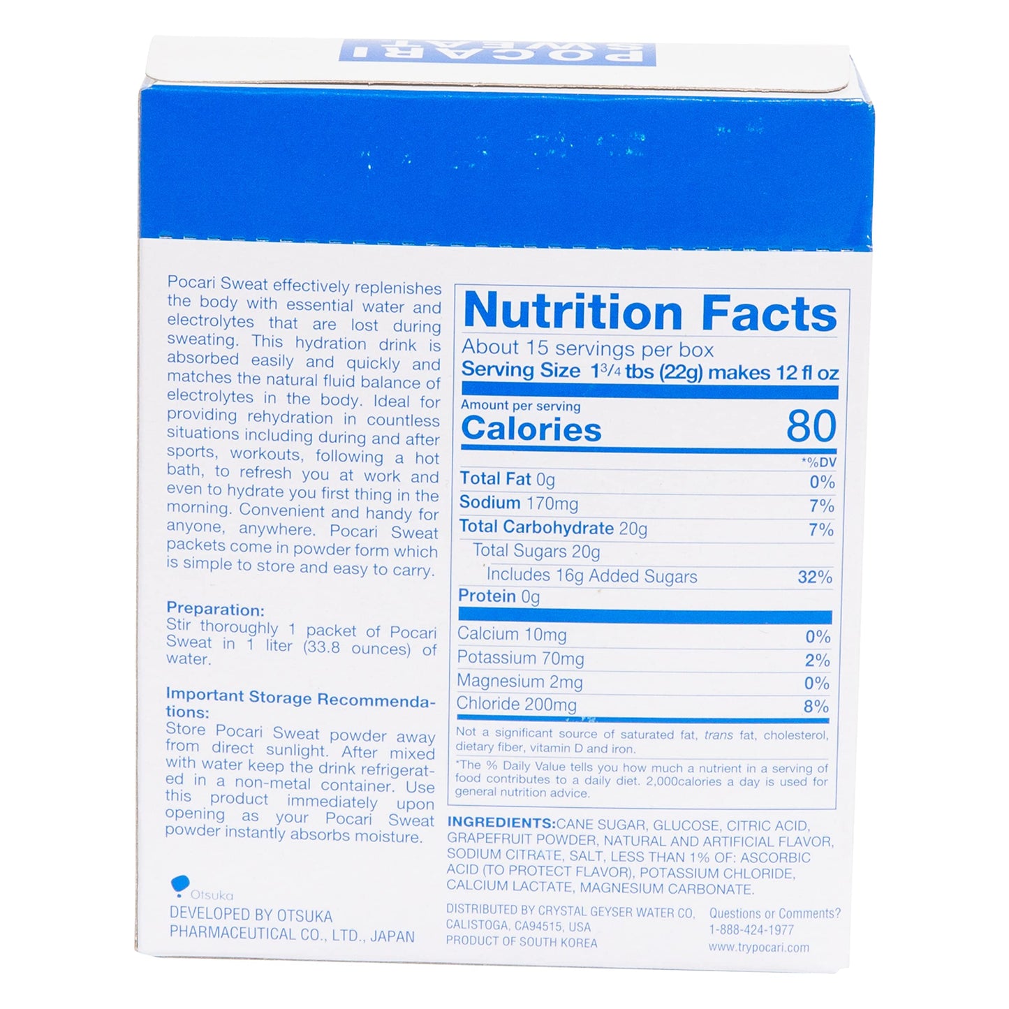 Pocari Sweat Electrolyte Drink - Hydration Beverage, 20 Box Case, 100 Packets Total, 1 Ounce Each