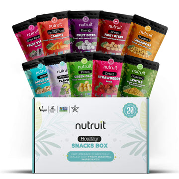 Nutruit Gourmet Healthy Snacks - 20 Pack Mini Variety Box - Vegan, Gluten Free, Non-Gmo Bulk Snacks With No Added Sugar - Kosher