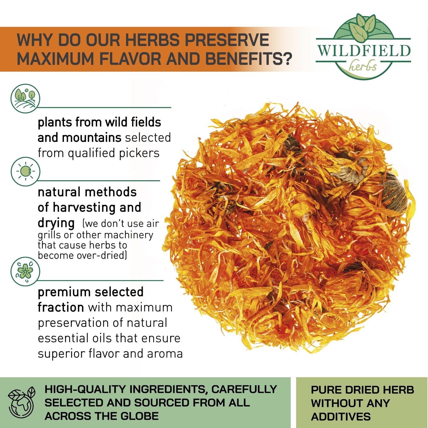 4 Oz. Calendula Tea Dried Calendula Flowers Herb Herbal Marigold Tea - 113G Herb
