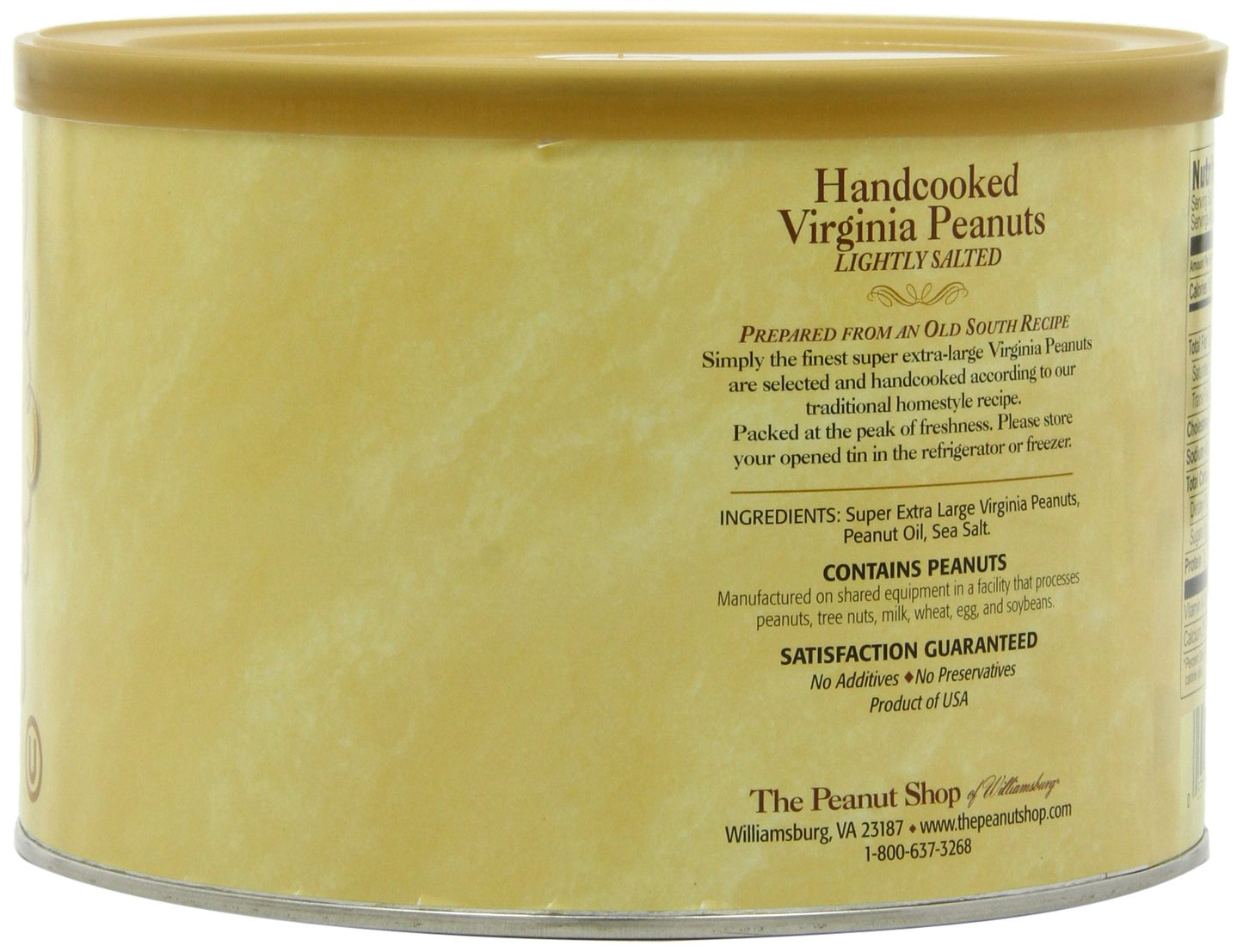 The Peanut Shop of Williamsburg Handcooked Virginia Peanuts, Lightly Salted, 32-Ounce Tins, Pack of 2, Tin