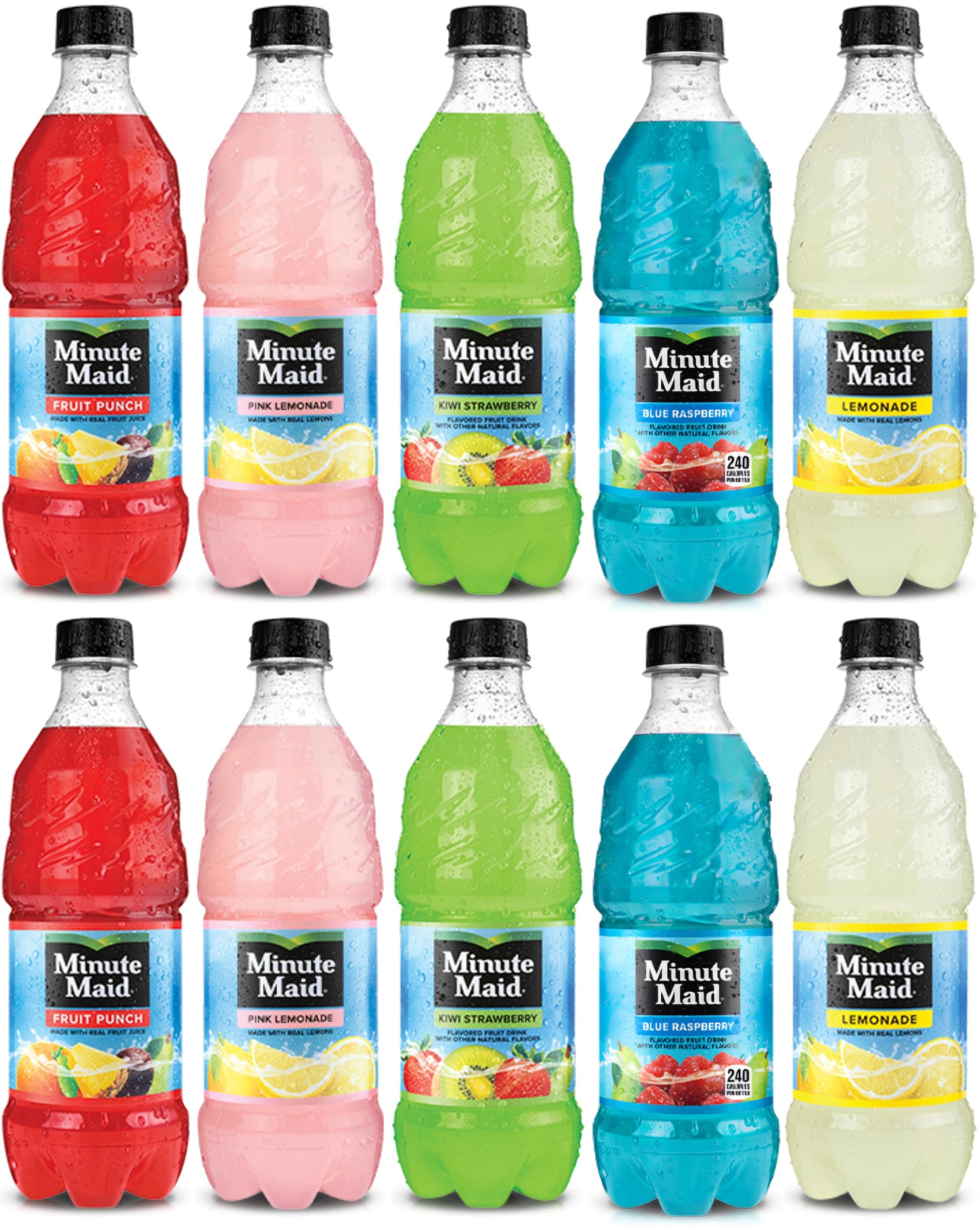 Minute Maid Fruit Punch 5 Flavors Variety Pack, Lemonade And Fruit Drinks 20 Oz (Pack of 10)