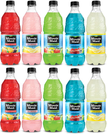 Minute Maid Fruit Punch 5 Flavors Variety Pack, Lemonade And Fruit Drinks 20 Oz (Pack of 10)