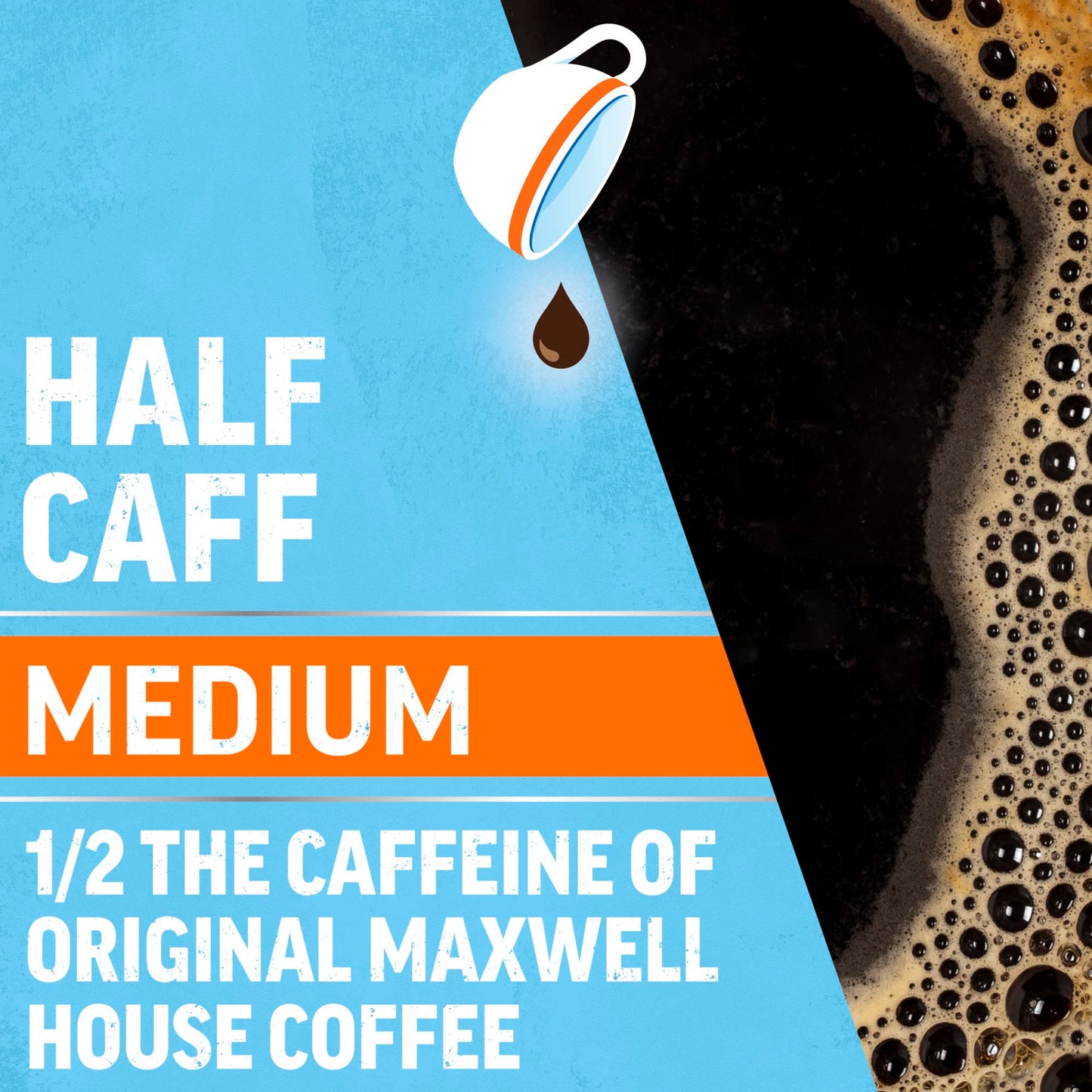 MAXWELL HOUSE Half Caff Original Medium Roast Ground Coffee, 25.6 oz Canister, Brown
