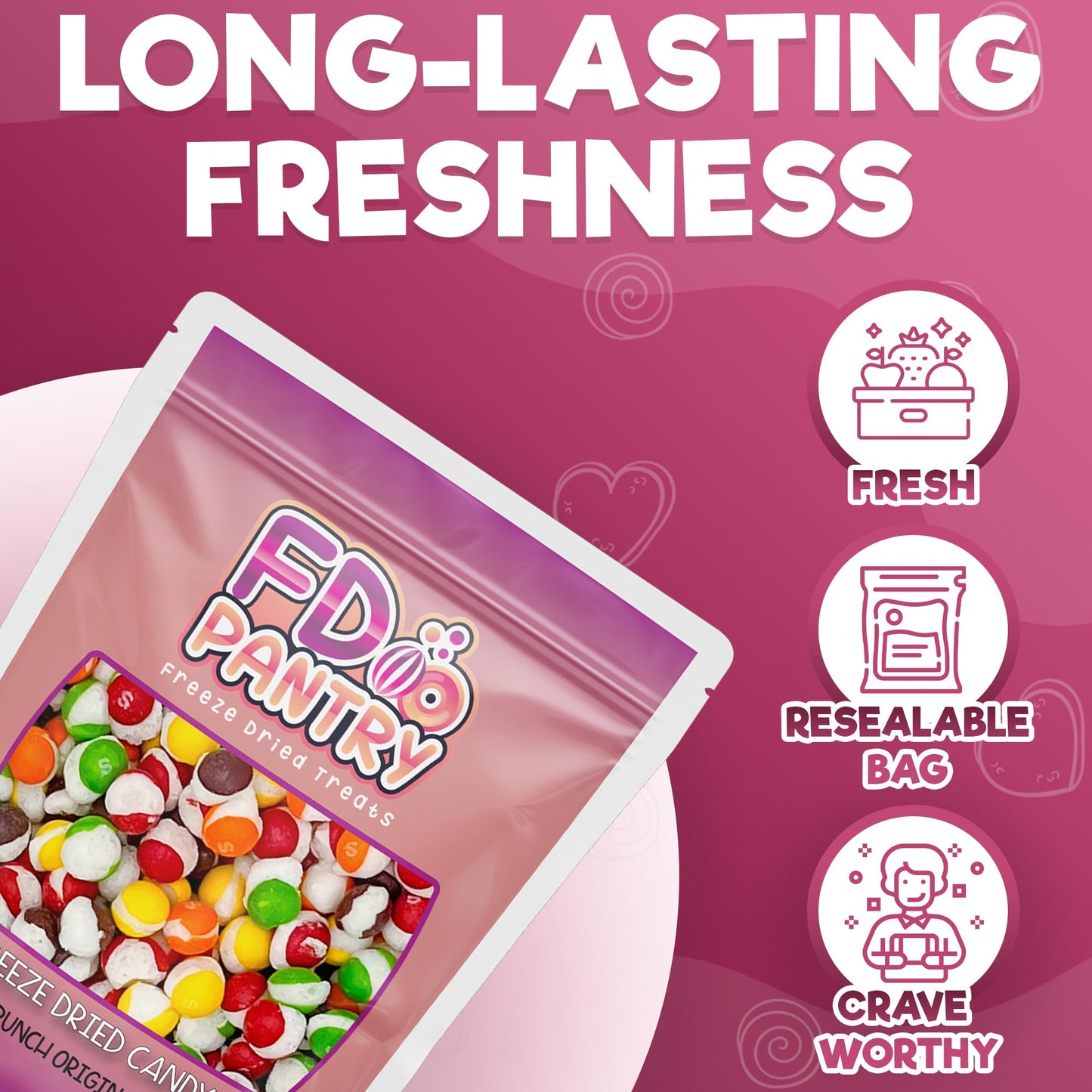 Fruit Crunch Original Freeze Dried Candy 1lb - Assortment of Strawberry, Orange, Lemon, Grape,and Lime Candy Freeze Dried Flavor
