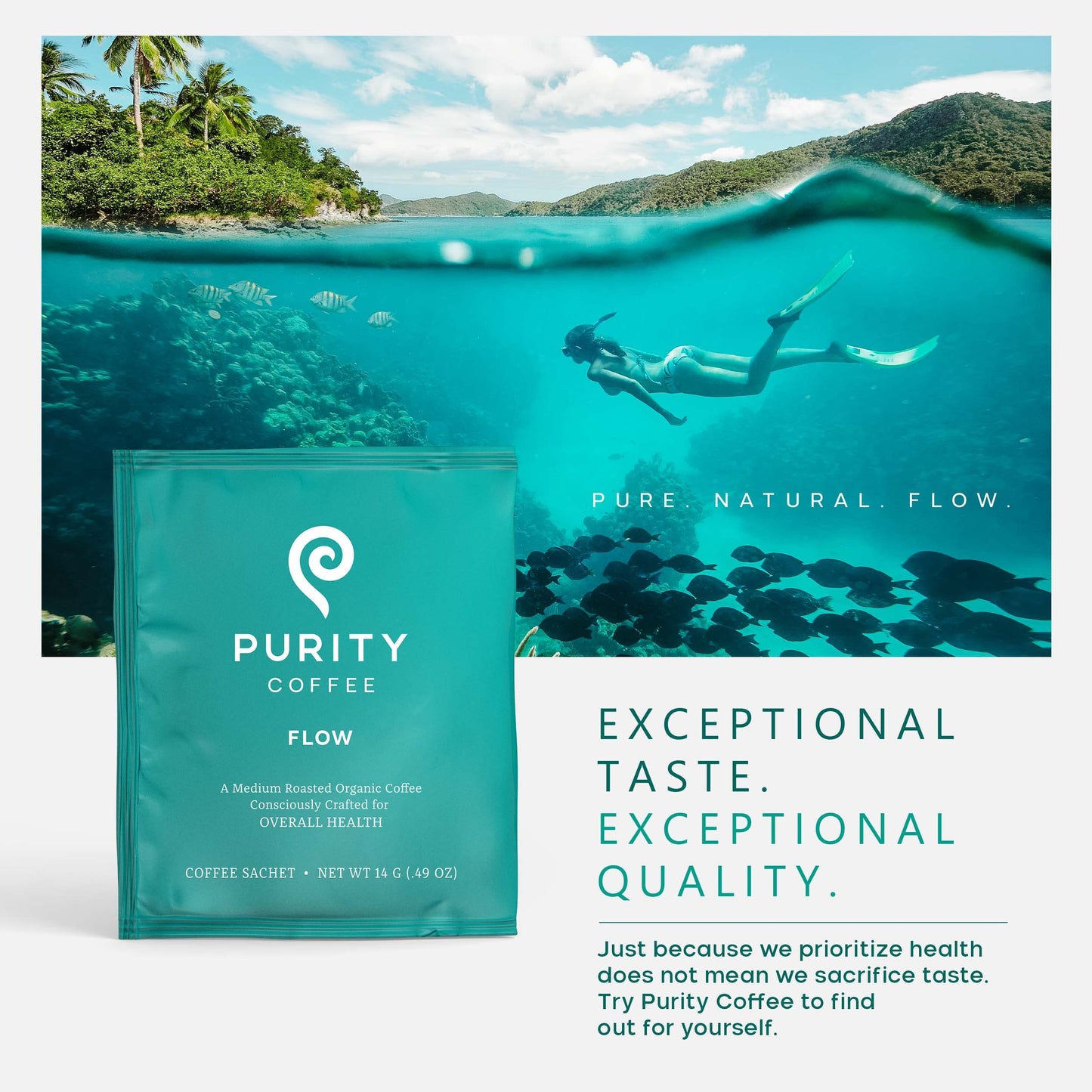Purity Coffee FLOW Medium Roast Organic Coffee - USDA Certified Organic Specialty Grade Arabica Single-Serve Packets - Third Par