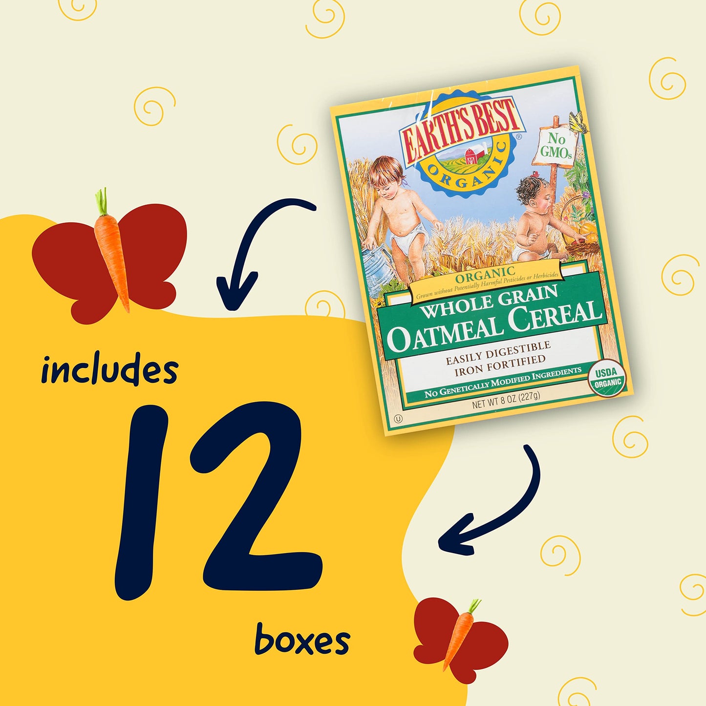Earth'S Best Organic Baby Food, Organic Whole Grain Oatmeal Baby Cereal, Non-Gmo, Easily Digestible And Iron Fortified Baby Food