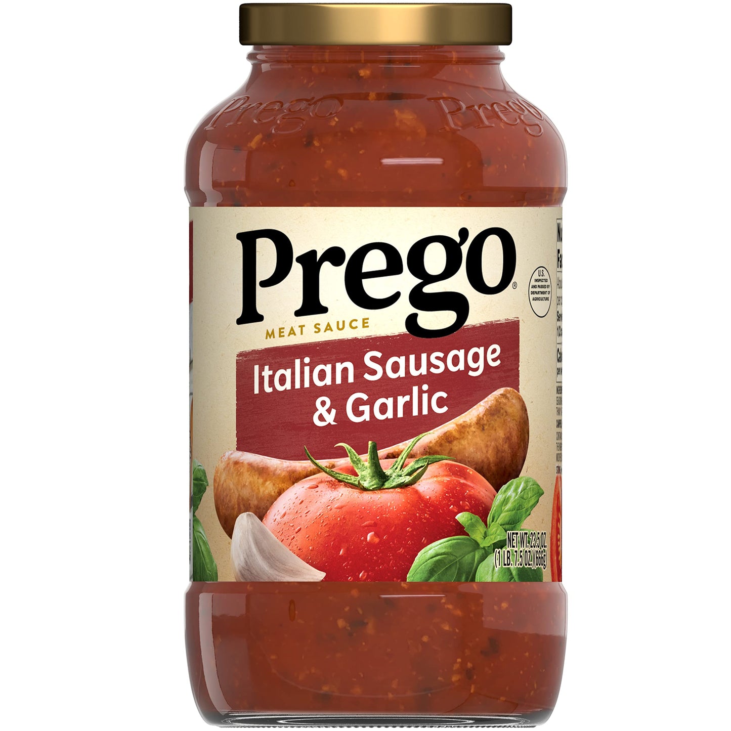 Prego Italian Sausage And Garlic Meat Sauce, 23.5 Oz Jar