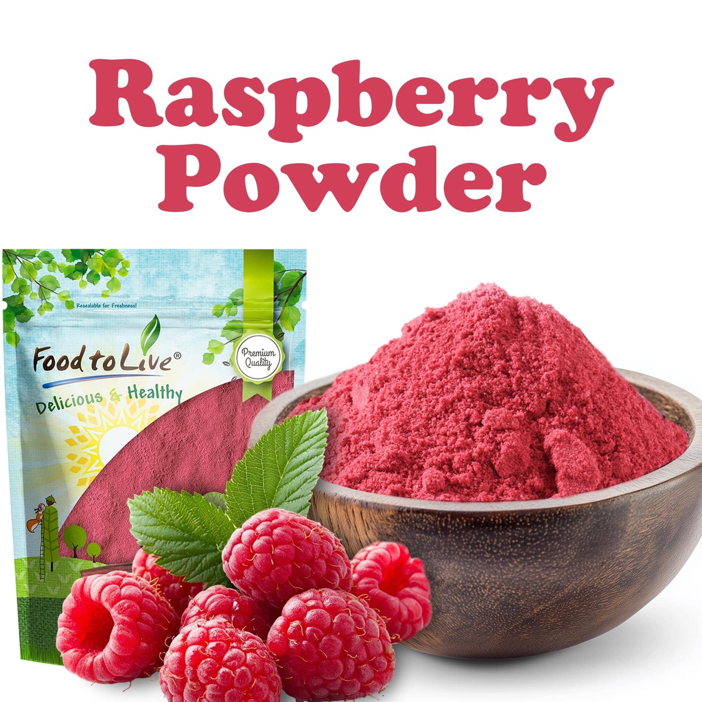 Food to Live Raspberry Powder, 2 Pounds - Antioxidant-Rich Superfood for Immune Support, Skin Health - Spray-dried, No Sugar Add