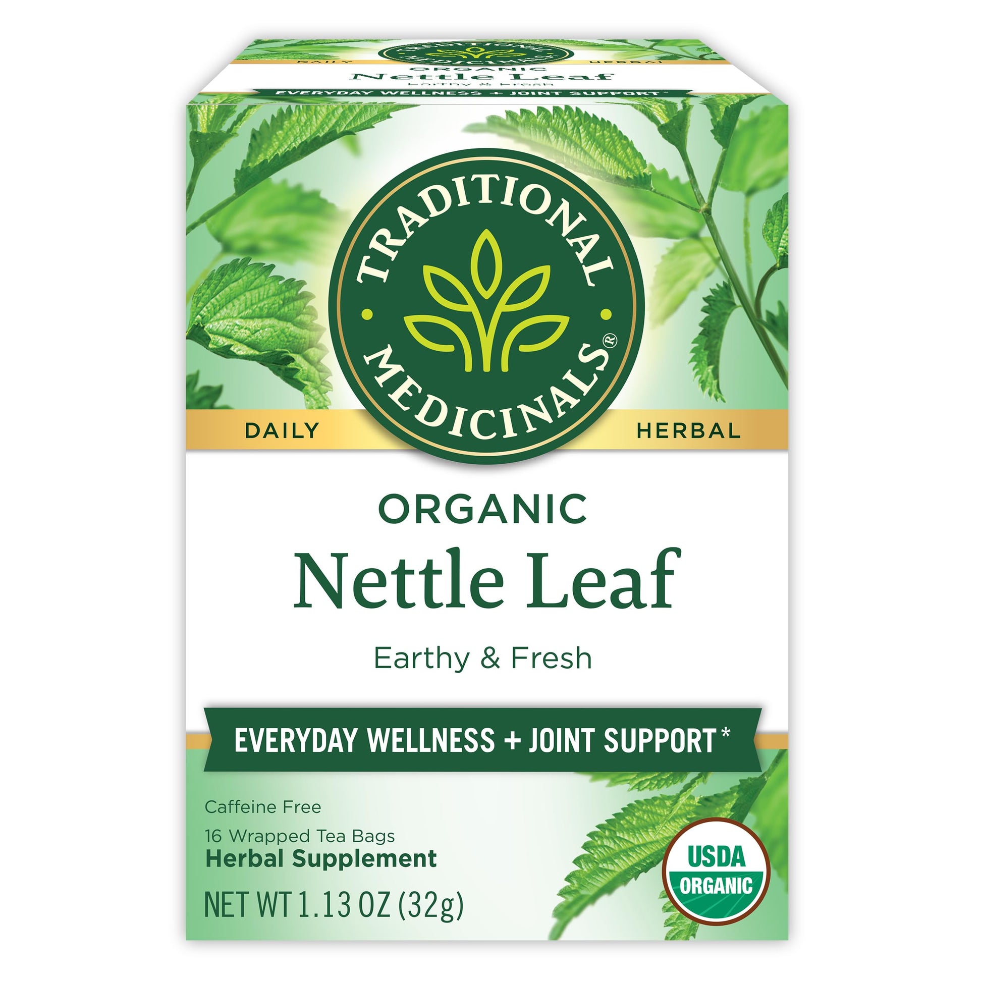 Traditional Medicinals Organic Nettle Tea - Caffeine-Free, 16 Tea Bags, Kosher, Non-GMO