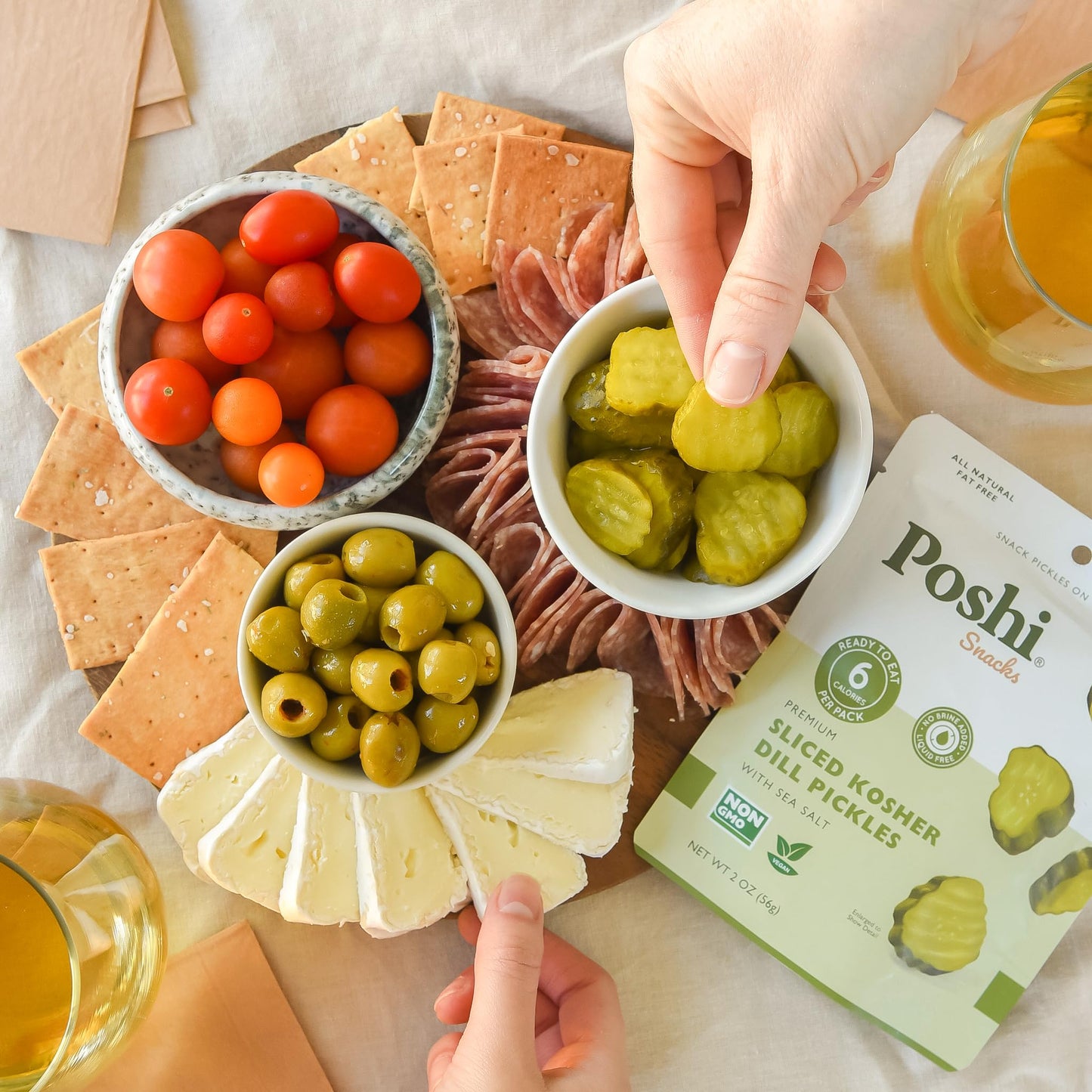 Poshi Sliced Kosher Dill Pickles With Sea Salt - Ready-To-Eat Premium Sliced Pickles, Ideal For Meal Toppers & Snacks, 6 Calorie
