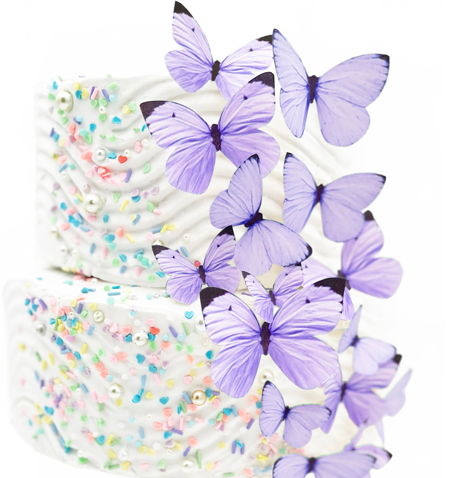 Sugar Robot Edible Butterflies - Pastel Cake Toppers - Wafer Material - 4x0.5 - Purple - Assorted Sizes - Made in the USA