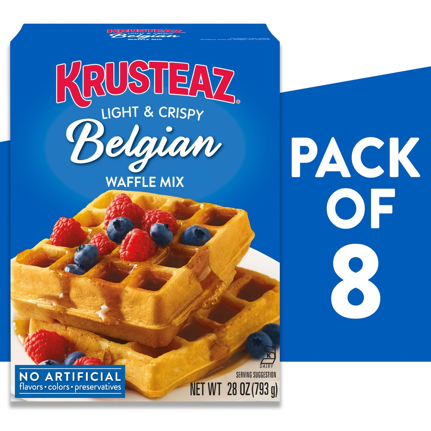Krusteaz Light and Crispy Belgian Waffle Mix  Krusteaz Waffle Mix  28 oz Box (Pack of 8)
