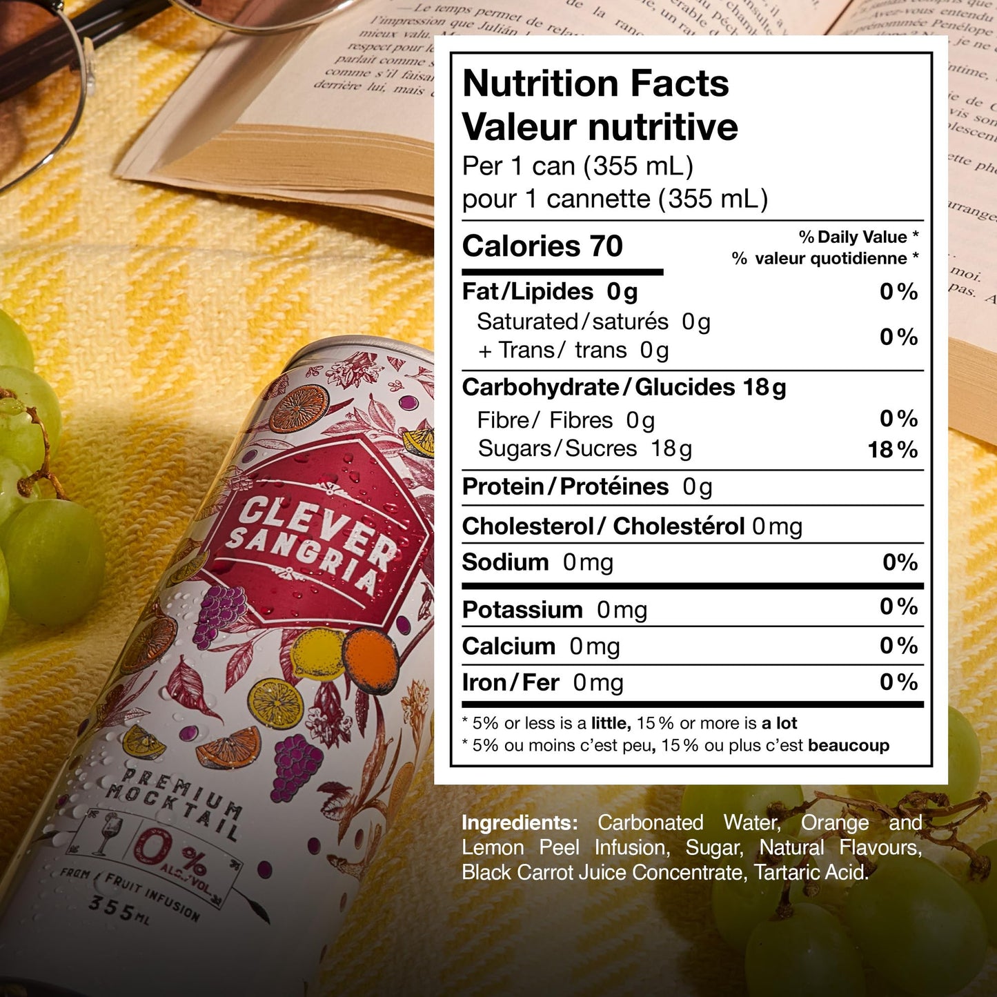 Clever Mojito Non  ic Sangria Mocktails, Low-Calorie Refreshing Beverages, Pack of 12 Cans (12 oz Each)
