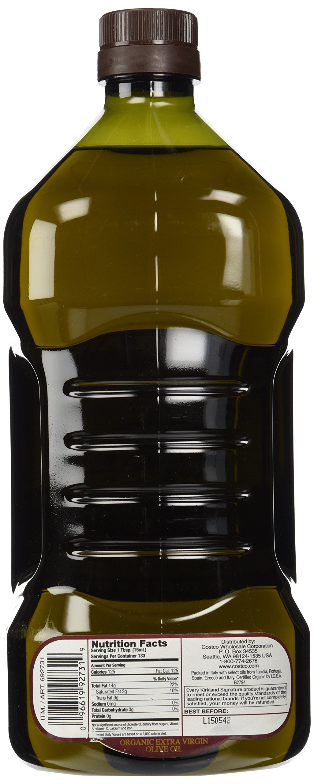Kirkland Signature Organic Extra Virgin Olive Oil, 2 Liters (67.6 Fl Oz)