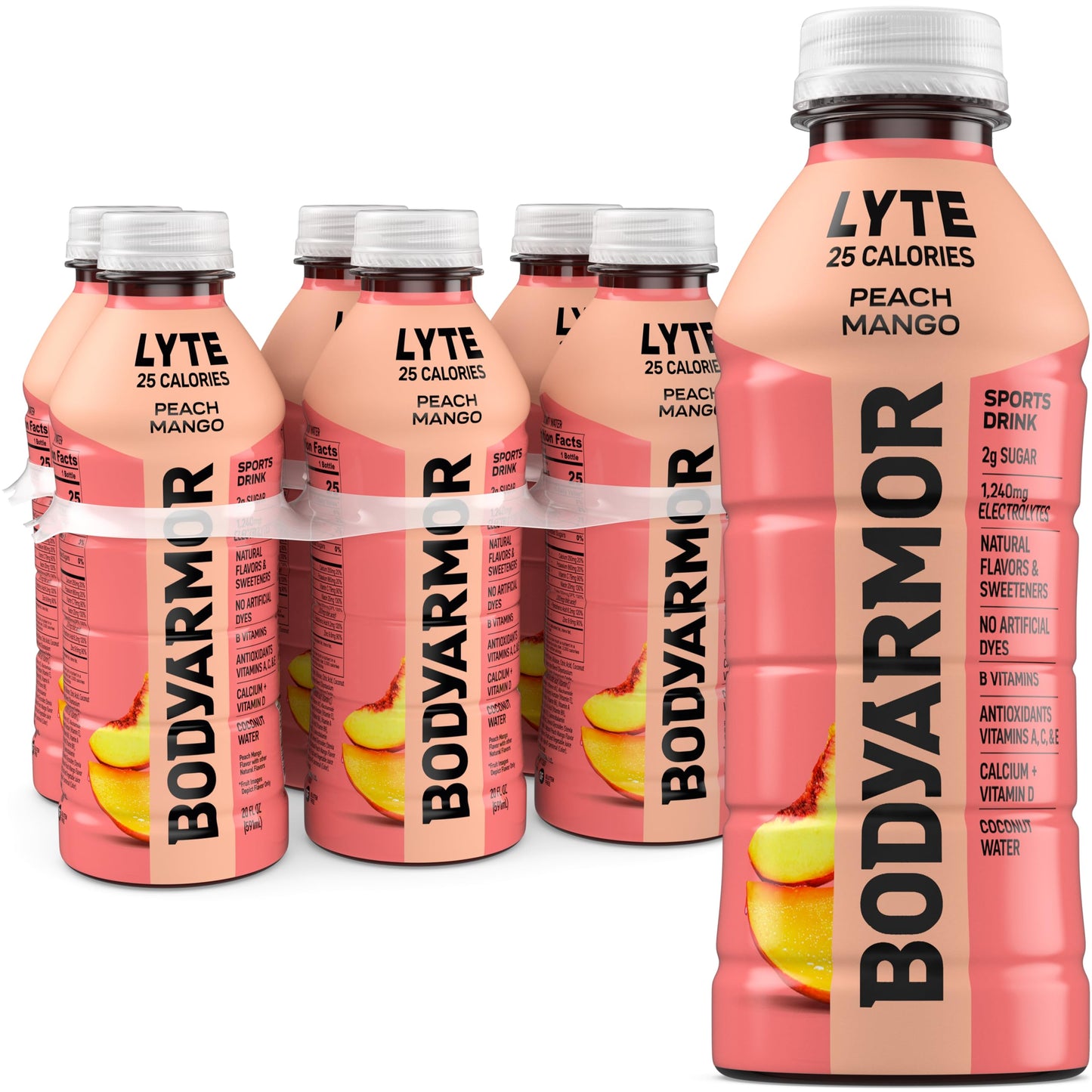 Bodyprotective Covering Lyte Sports Drink Low-Calorie Sports Beverage, Peach Mango, Coconut Water Hydration, Natural Flavors With Vitamins, Potassium-Packed Electrolytes, Perfect For Athletes, 20Fl Oz (Pack Of 6)