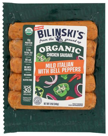 Bilinski, Organic Mild Italian Chicken Sausage, 12 Ounce