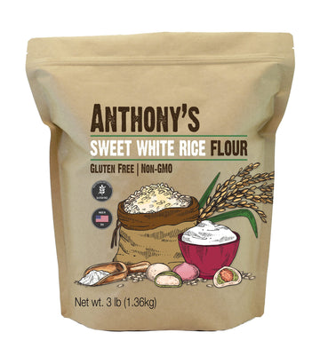 Anthony'S Sweet White Rice Flour, 3 Lb, Glutinous Rice Flour, Gluten Free, Non Gmo, Product Of The Usa