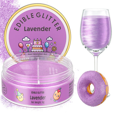 Nomeca Edible Glitter for Drinks & Cakes, 8g Food Grade Luster Dust, 10-Lavender