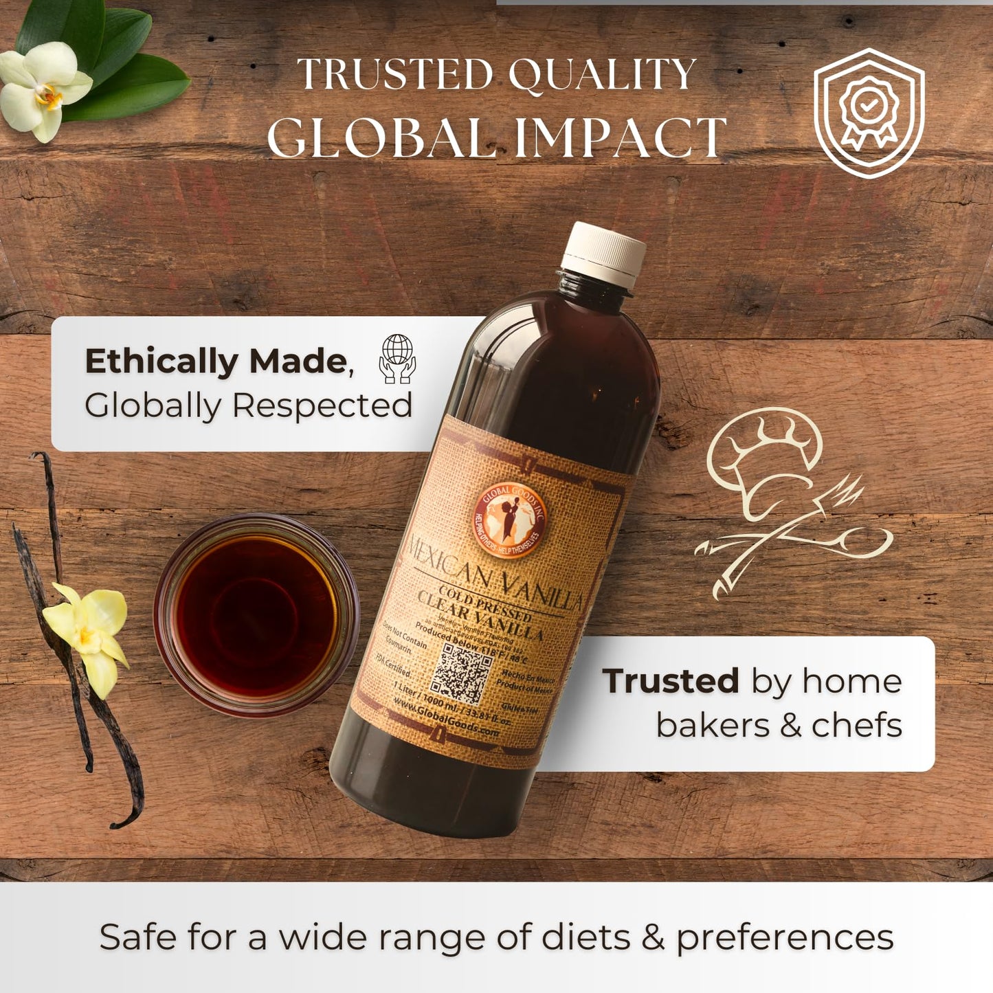 Pure Mexican Vanilla (Clear 1 liter  33.81 fl oz)